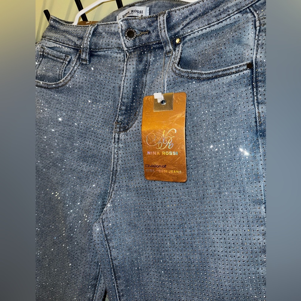 Boutique Rhinestone Embellished Jeans - Picture 12 of 14